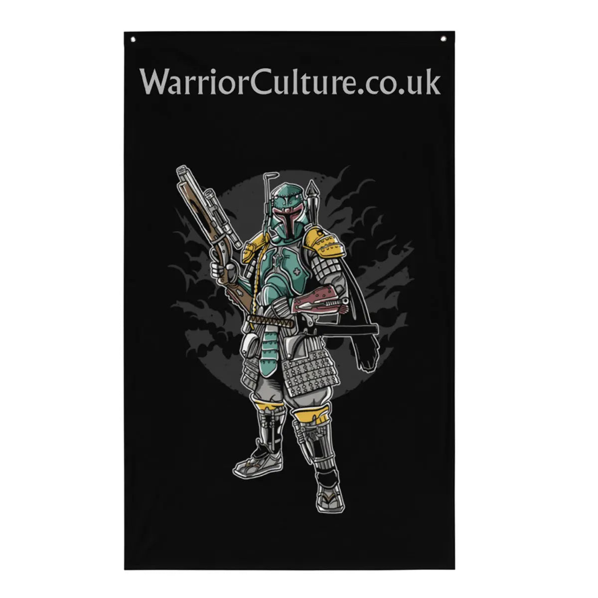 Warrior Culture man cave flag with a samurai bounty hunter.