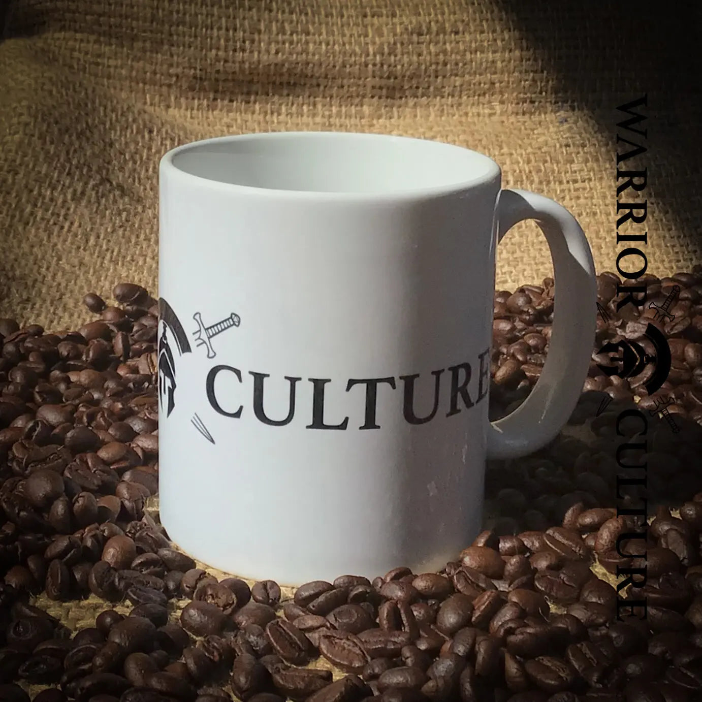 Warrior Culture Logo on a ceramic mug