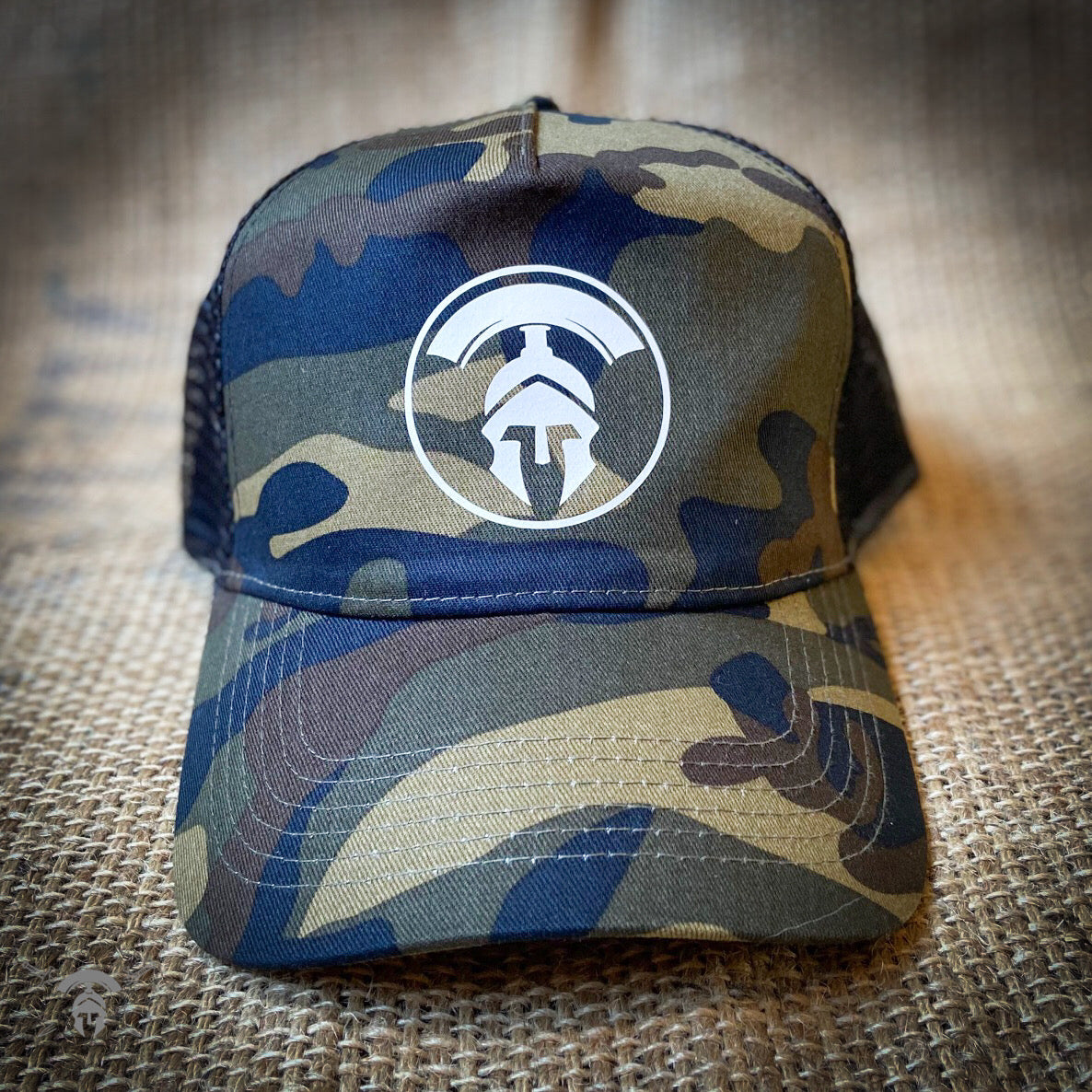 Spartan General Warrior Culture Logo woodland Camo Cap.