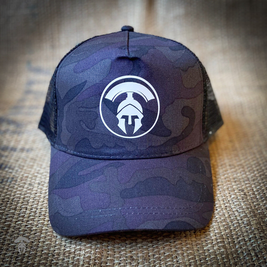 Spartan General warrior Culture logo midnight Camo cap.