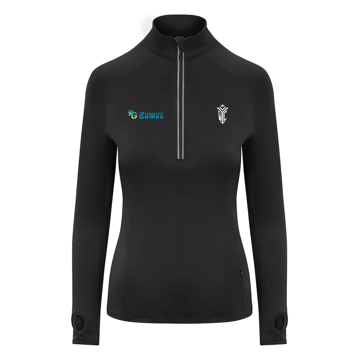 Athena Women's Performance 1/2 Zip – The Longevity Games, black
