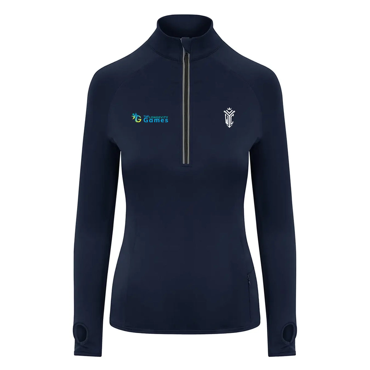 Athena Women's Performance 1/2 Zip – The Longevity Games, navy